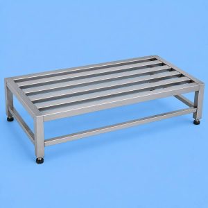 Commercial stainless steel dunnage rack for professional kitchens.