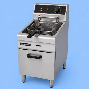Commercial single freestanding electric fryer for professional kitchens.