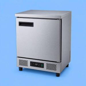 Commercial undercounter refrigerator single door for professional kitchens.