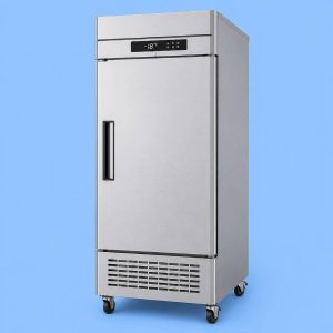 Commercial upright freezer single door for professional kitchens.
